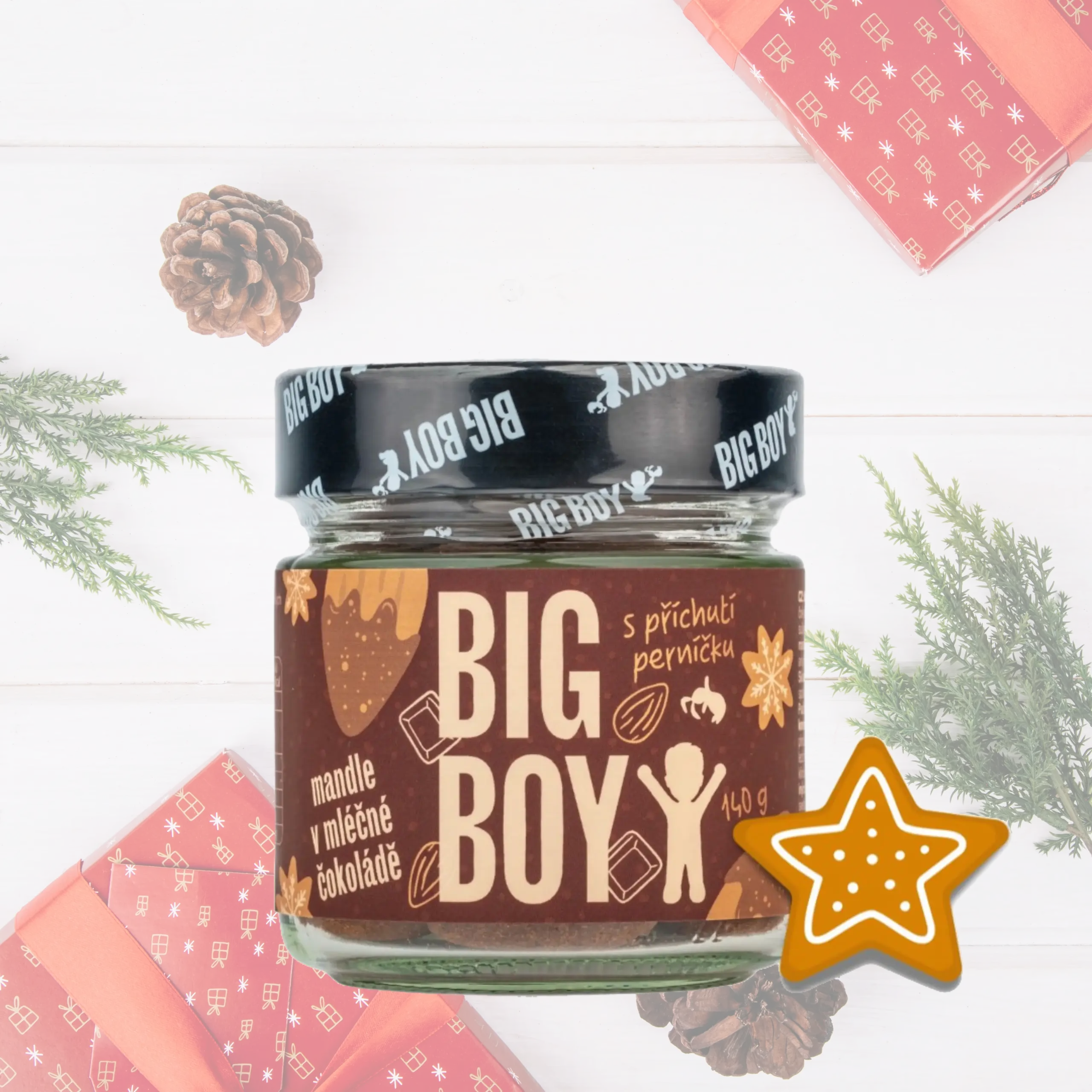 BIG BOY® Mandle v mléčné čokoládě s perníkovým kořením 140g