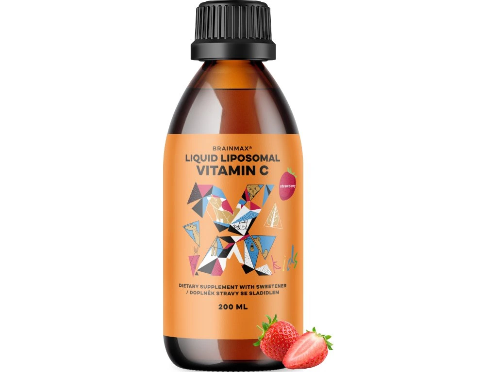 BrainMax KIDS Liquid Liposomal Vitamin C, Strawberry, 500 mg 200 ml