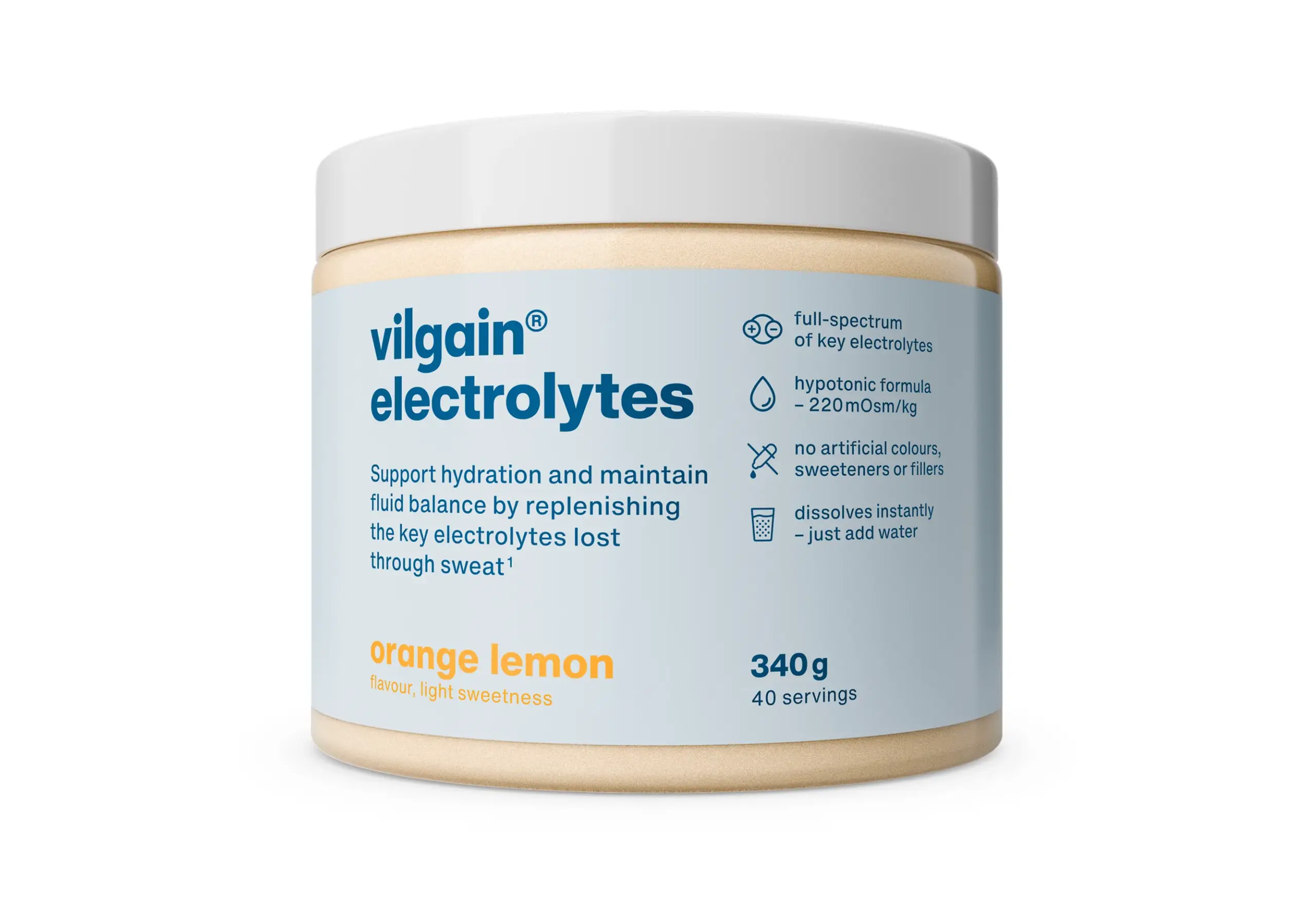 Vilgain Elektrolyty 340 g pomeranč - citron bez stévie